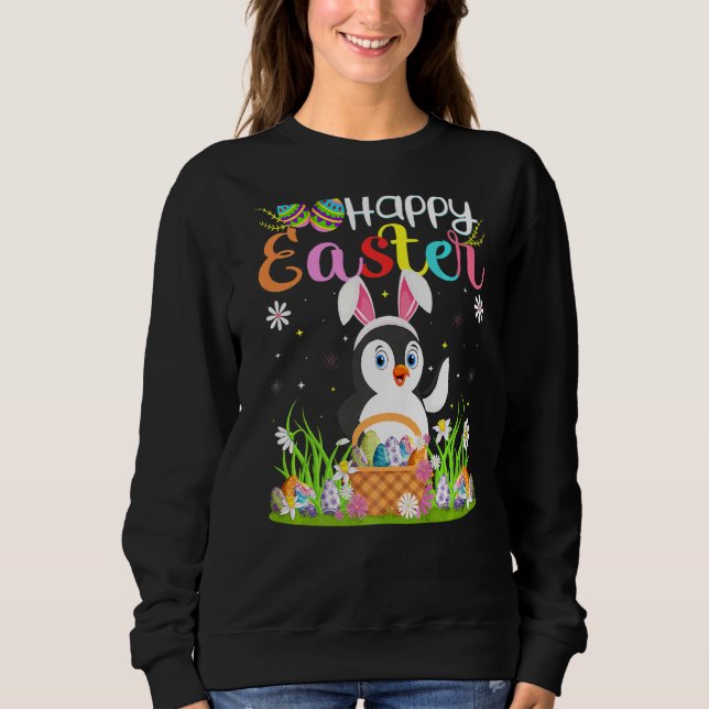 Sudadera Pingüino Bird Bunny Egg Hung Penguin Happy Easte (Anverso)