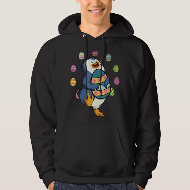 Sudadera Pingüino Caza de Huevos Día de Pascua Chicas de an (Anverso)