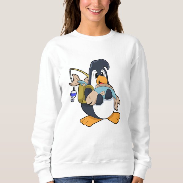 Sudadera Pingüino como anglopardo con pescado (Anverso)