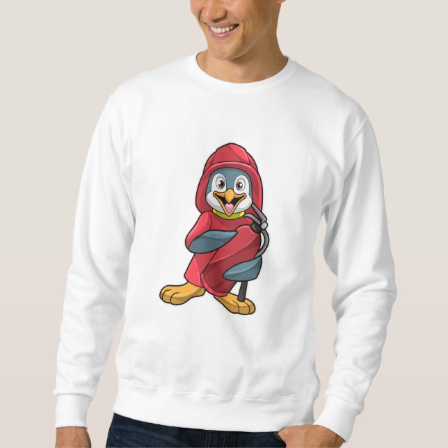 Sudadera Pingüino como bombero con extintor (Anverso)