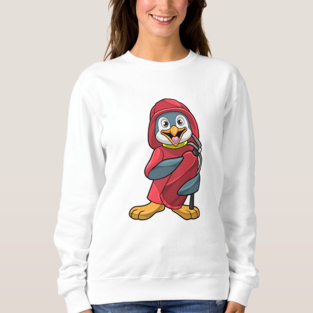 Sudadera Pingüino como bombero con extintor (Anverso)