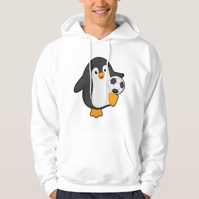 Sudadera Pingüino como jugador de fútbol con pelota de fútb (Anverso)