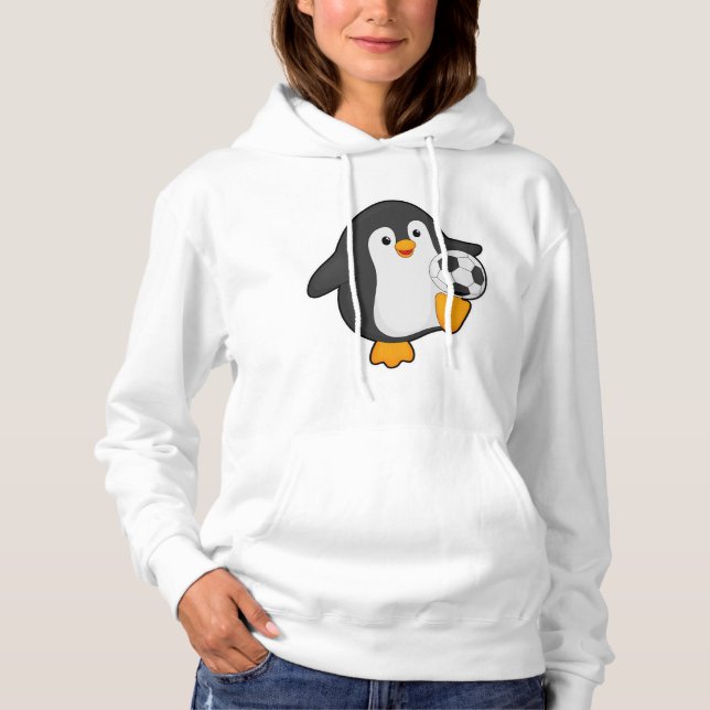 Sudadera Pingüino como jugador de fútbol con pelota de fútb (Anverso)
