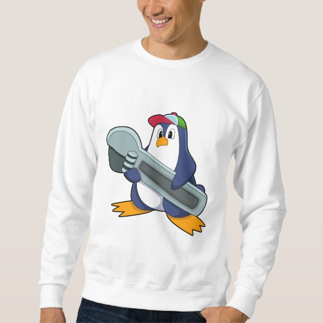 Sudadera Pingüino como Mecáhaico con Herramienta (Anverso)