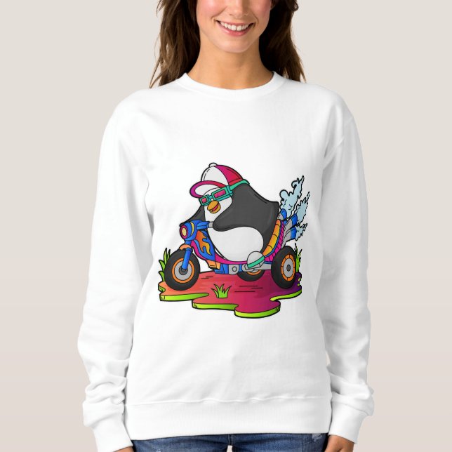 Sudadera Pingüino como motociclista (Anverso)