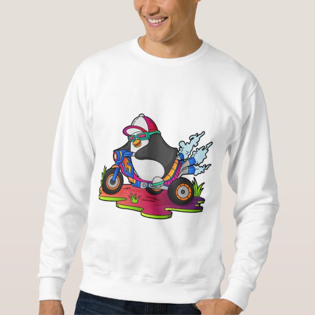 Sudadera Pingüino como motociclista (Anverso)