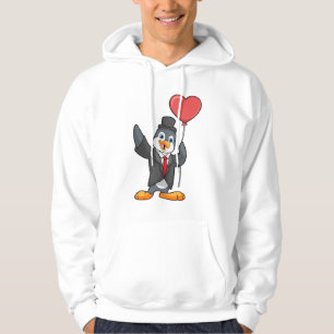Sudadera Pingüino como novio con globo de corazón