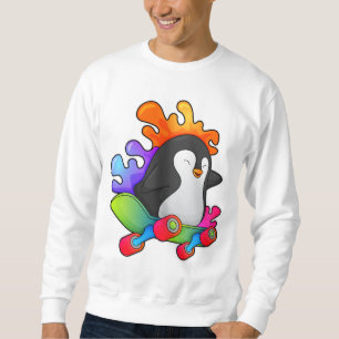 Sudadera Pingüino como patinador con patineta
