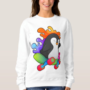 Sudadera Pingüino como patinador con patineta