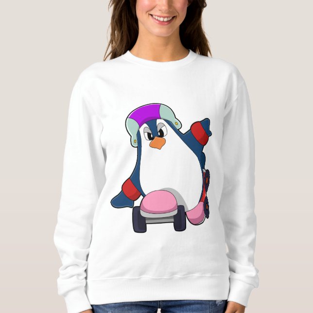 Sudadera Pingüino como patinador en línea con patines en lí (Anverso)