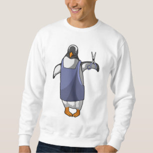 Sudadera Pingüino como peluquero con tijeras
