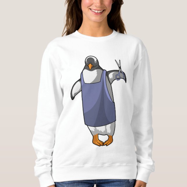 Sudadera Pingüino como peluquero con tijeras (Anverso)