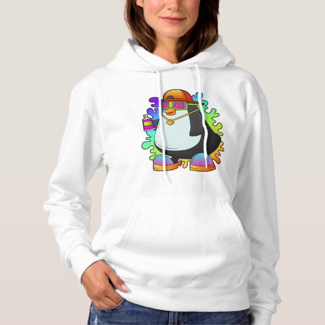 Sudadera Pingüino como pintor con rociado (Anverso)