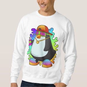 Sudadera Pingüino como pintor con rociado