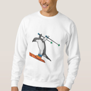Sudadera Pingüino como saltador de esquí con esquí