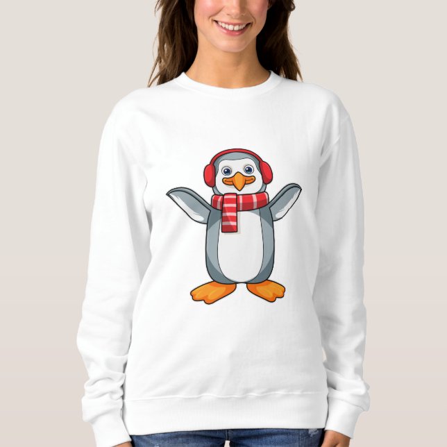 Sudadera Pingüino con bufanda y audífono (Anverso)