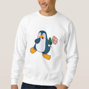 Sudadera Pingüino con flor rosa
