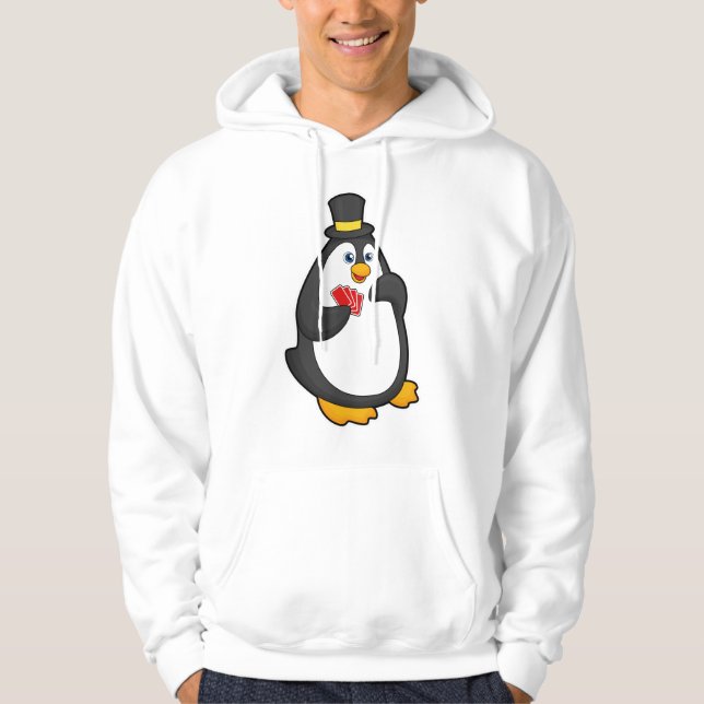 Sudadera Pingüino con Gorra en Poker con tarjetas de Poker (Anverso)