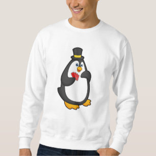 Sudadera Pingüino con Gorra en Poker con tarjetas de Poker