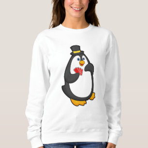 Sudadera Pingüino con Gorra en Poker con tarjetas de Poker