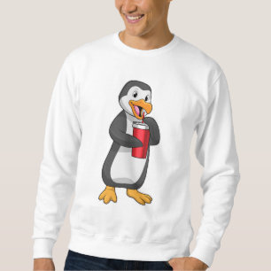 Sudadera Pingüino con taza de bebida con paja