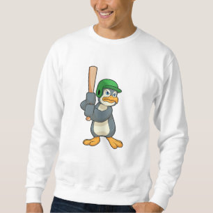 Sudadera Pingüino en béisbol con bate de béisbol y casco