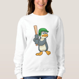 Sudadera Pingüino en béisbol con bate de béisbol y casco