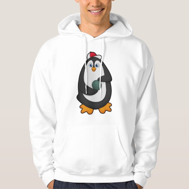 Sudadera Pingüino en bolera con bola de boliche (Anverso)