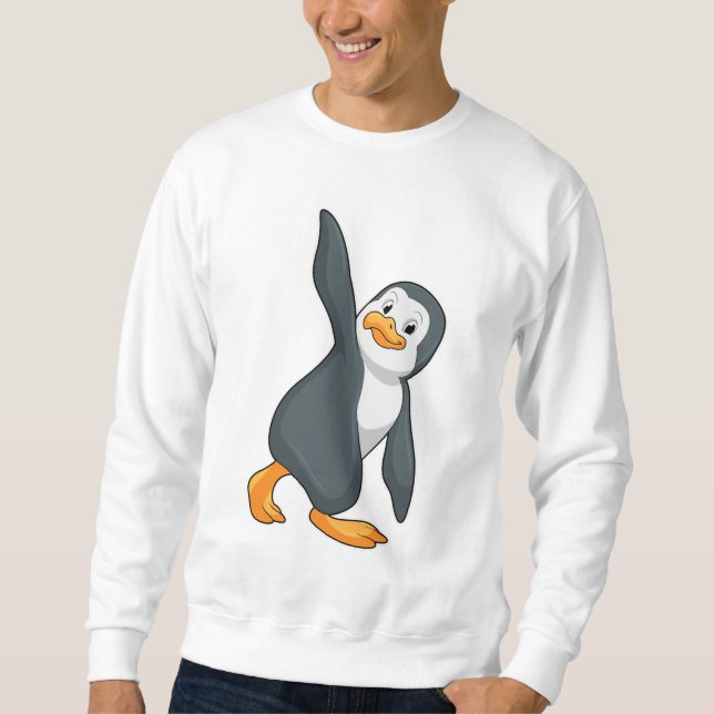 Sudadera Pingüino en ejercicio de Stretching de Yoga (Anverso)