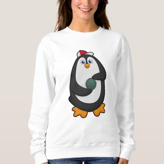 Sudadera Pingüino en el Bowling con bolas (Anverso)