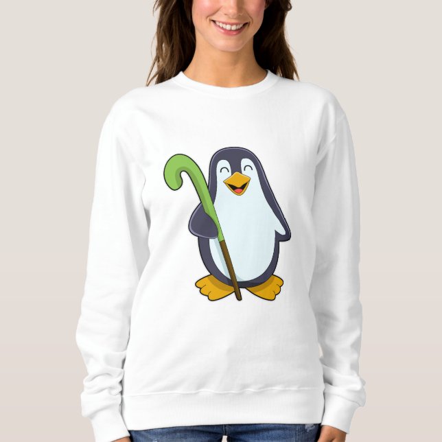 Sudadera Pingüino en hockey con bate de hockey (Anverso)