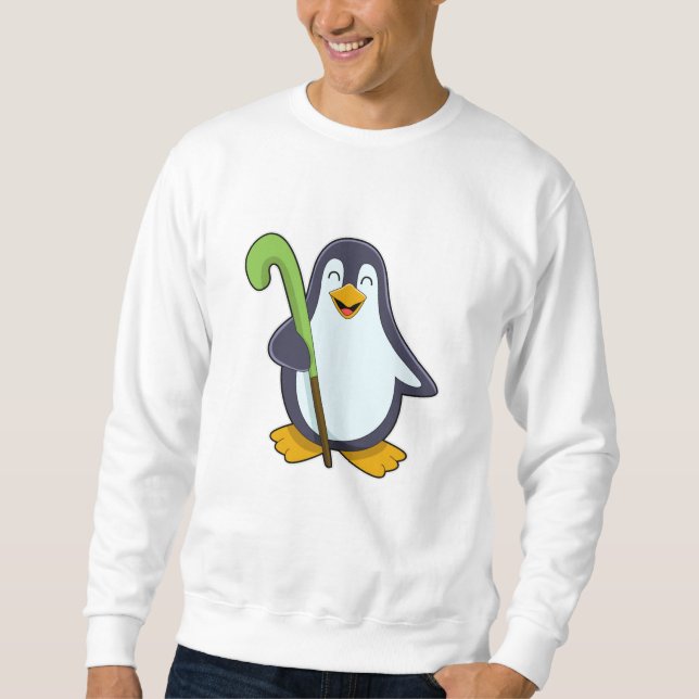Sudadera Pingüino en hockey con bate de hockey (Anverso)