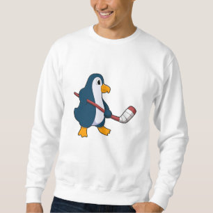 Sudadera Pingüino en hockey sobre hielo con bastón de hocke