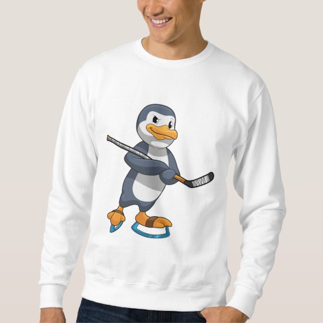 Sudadera Pingüino en hockey sobre hielo con bastón de hocke (Anverso)