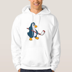 Sudadera Pingüino en hockey sobre hielo con bastón de hocke