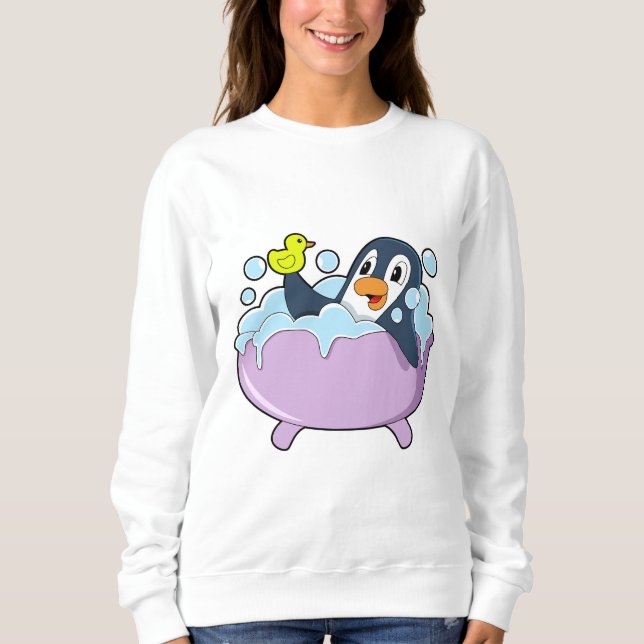 Sudadera Pingüino en la bañera con pato (Anverso)