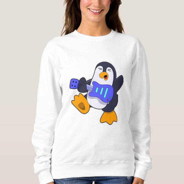 Sudadera Pingüino en Música con Guitarra (Anverso)