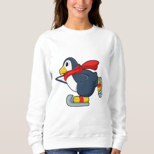 Sudadera Pingüino en patinaje sobre hielo con patines de hi