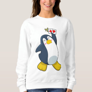 Sudadera Pingüino en Poker con tarjetas de póker