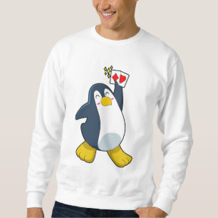 Sudadera Pingüino en Poker con tarjetas de póker