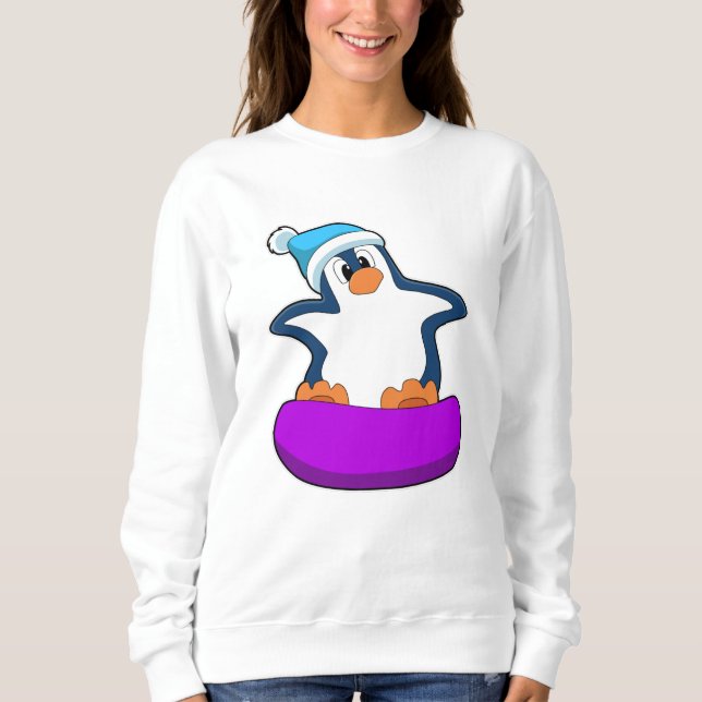 Sudadera Pingüino en Snowboard con Snowboard (Anverso)