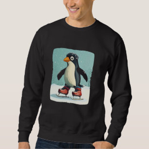 Sudadera Pingüino Juguetón con Zapatos de Patinaje Gráfico