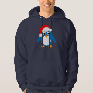 Sudadera Pingüino lindo con el gorra de Santa del navidad