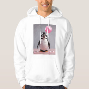 Sudadera Pingüino lindo haciendo globos con chicle rosa
