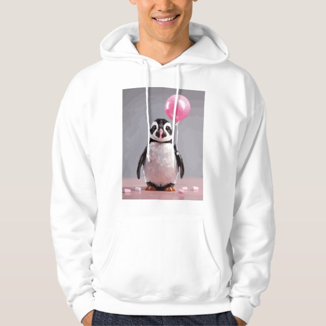 Sudadera Pingüino lindo haciendo globos con chicle rosa (Anverso)