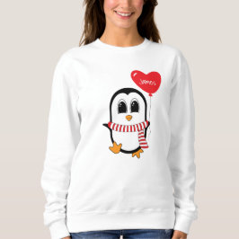Sudadera Pingüino lindo sostiene forma cardíaca Balón Sweat