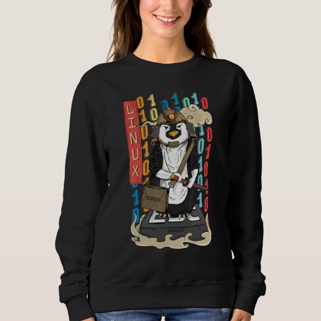 Sudadera Pingüino Samurái  Un Pingüino Linux (Anverso)