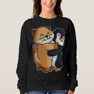 Sudadera Pingüino Y Gatito Animales Cutos Para Mujeres Anim