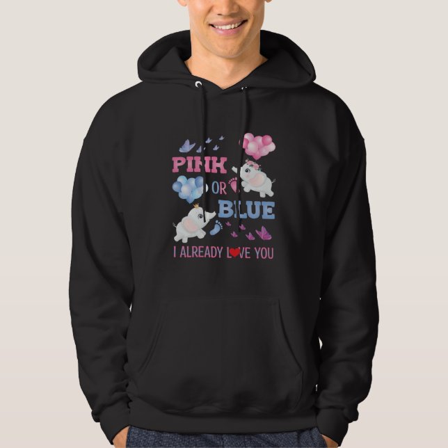 Sudadera Pink Blue Gender Reveal Pregnancy Elephants Footpr (Anverso)