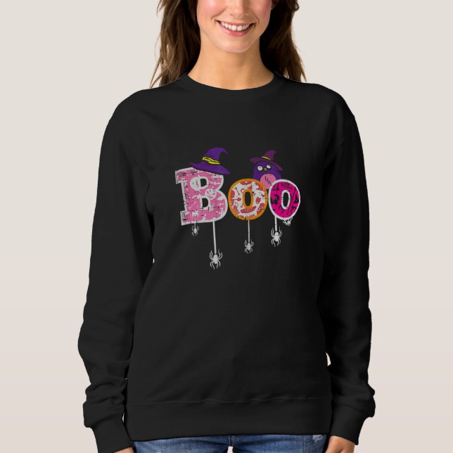 Sudadera Pink Boo Spider Witch Hat Cute Scary Halloween Gir (Anverso)